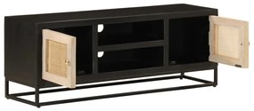 vidaXL Έπιπλο Τηλεόρασης Μαύρο 110x30x40εκ.Μασίφ Ξύλο Μάνγκο &amp; Σίδηρος