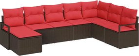 vidaXL Σετ Καναπέ με μαξιλάρι 8 pcs Καφέ συνθετικό ρατάν