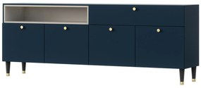 Σιφονιέρα Elyria D101, Άσπρο, Μπλε, Με συρτάρια και ντουλάπια, 55x200x40cm, 56 kg | Epipla1.gr