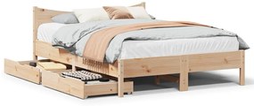 vidaXL Πλαίσιο Κρεβατιού με Συρτάρια 160x200εκ Μασίφ Ξύλο Πεύκου