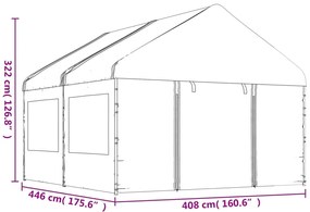 vidaXL Κιόσκι με Τέντα Λευκό 4,46 x 4,08 x 3,22 μ. από Πολυαιθυλένιο