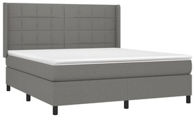 vidaXL Κρεβάτι Boxspring με Στρώμα &amp; LED Σκ.Γκρι 180x200 εκ Υφασμάτινο