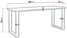 Τραπέζι Tucson 138, Μαύρο, Artisan βελανιδιά, 75x67x185cm, 44 kg, Πλαστικοποιημένη μοριοσανίδα, Μέταλλο | Epipla1.gr