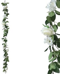 MarHome ΓΙΡΛΑΝΤΑ ME ΤΡΙΑΝΤΑΦΥΛΛΑ ΛΕΥΚΑ - Υ180cm 1/100ΚΙΒ  00-23340-1