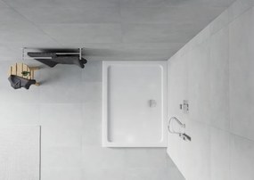 Mexen Flat ορθογώνιος ντους slim 100 x 80 cm, λευκό, σιφόνι χρώμιο - 40108010