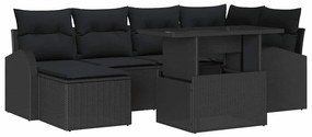 vidaXL Σετ Καναπέ Κήπου με αποθήκευση 7 pcs Μαύρο Πολυ ράταν