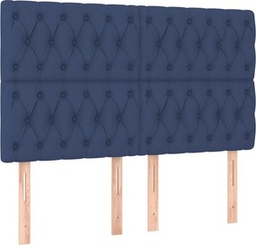 vidaXL Κρεβάτι Boxspring με Στρώμα &amp; LED Μπλε 140x190 εκ. Υφασμάτινο