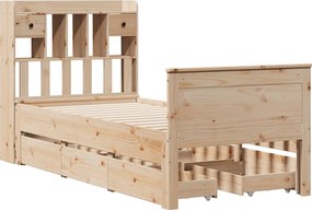 vidaXL Κρεβάτι Βιβλιοθήκη Χωρίς Στρώμα 75x190 εκ Μασίφ Ξύλο Πεύκο