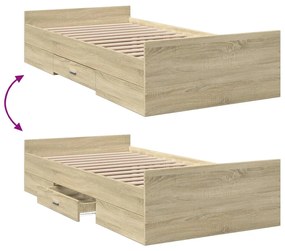 vidaXL Πλαίσιο Κρεβατιού με Συρτάρια Sonoma Δρυς 90x190εκ. Επεξ. Ξύλο