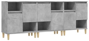 vidaXL Ντουλάπια 3 τεμ. Γκρι Σκυροδέματος 60x35x70 εκ. Επεξεργ. Ξύλο