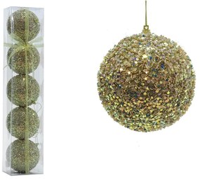 Μπάλα Με Glitter Χρυσό Φ10cm Σετ 5Τμχ