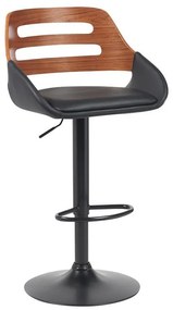 Σκαμπό μπαρ Fern πτυσσόμενο μαύρο pu- ξύλο καρυδί - μέταλλο μαύρο 50x48.5x89-110.5εκ 50x48.5x110.5 εκ.