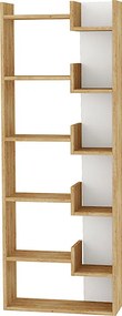 Βιβλιοθήκη Oppa Megapap χρώμα sapphire oak/λευκό 60x22x162εκ.