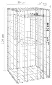 Συρματοκιβώτια Στύλοι 2 τεμ. 50 x 50 x 100 εκ. Σιδερένιοι - Ασήμι