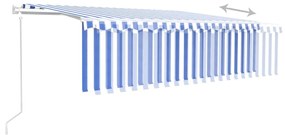 vidaXL Τέντα Αυτόματη με Σκίαστρο/LED/Αισθ. Ανέμου Μπλε/Λευκό 5 x 3 μ.