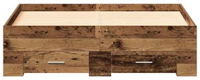 vidaXL Κρεβάτι με Συρτάρια Παλαιό ξύλο 120 x 200 cm Επεξεργασμένο ξύλο