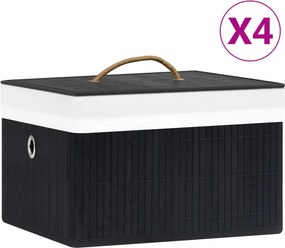 vidaXL Κουτιά Αποθήκευσης 4 τεμ. Μαύρα από Μπαμπού