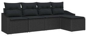 vidaXL Σέτ φαγητού για κήπο 5 pcs Μαύρο Πολυ rattan, βαμμένο ατσάλι