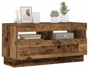 Έπιπλο Τηλεόρασης LED Όψη Παλαιού Ξύλου 80x35x40 εκ. Επεξ. Ξύλο