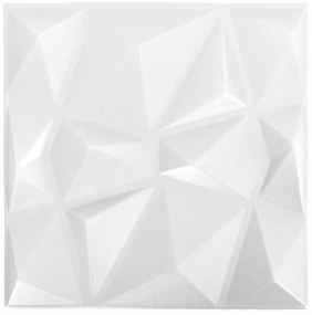 vidaXL Πάνελ Τοίχου 3D 12 τεμ. Λευκό Διαμαντιού 50 x 50 εκ. 3 μ²