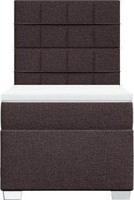 vidaXL Κρεβάτι Boxspring με Στρώμα Σκούρο Καφέ 100x200 εκ. Υφασμάτινο