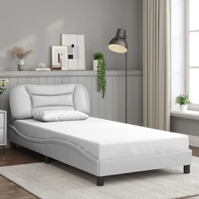 vidaXL Πλαίσιο κρεβατιού χωρίς Στρώμα Hvar Λευκό 100x200 εκ.Συνθετικό Δέρμα