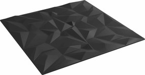 vidaXL Πάνελ τοίχου 48 pcs Μαύρο 50 x 50 cm Φελιζόλ XPS