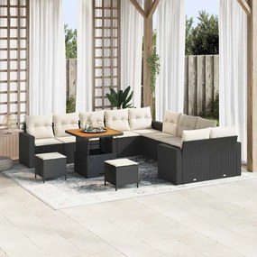 vidaXL Σετ Καναπέ Κήπου 13 pcs Μαύρο συνθετικό ρατάν