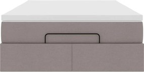 vidaXL Οθωμανικό κρεβάτι με στρώμα Taupe 120x190 cm Ύφασμα
