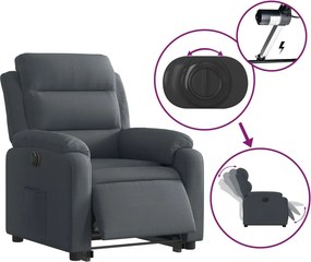 vidaXL Πολυθρόνα Ηλεκ. Ανακλινόμενη Ανύψωση Σκ. Γκρι Βελούδινη
