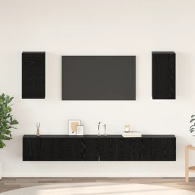 vidaXL Τηλεοπτική Κάβα Τοίχου 6 pcs Μαύρη Δρυς Επεξεργασμένο ξύλο