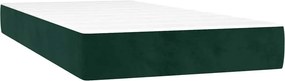 vidaXL Κρεβάτι Boxspring με Στρώμα Σκούρο Πράσινο 100x200εκ. Βελούδινο