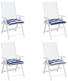 Μαξιλάρια Καρέκλας 4 τεμ. Μπλε/Λευκό Ριγέ 50x50x7εκ. Υφασμάτινα - Πολύχρωμο