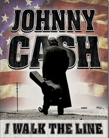 Μεταλλική πινακίδα Johnny Cash - Walk the Line, (32 x 41 cm)