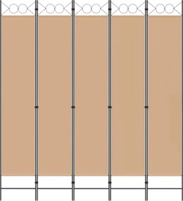vidaXL 5-Panel Διχοτόμος Μπεζ 200 x 220 cm Ύφασμα