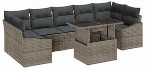 vidaXL Σετ Καναπέ Κήπου με μαξιλάρι 8 pcs Γκρι 100 x 55 x 73 εκ