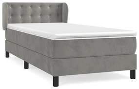 vidaXL Κρεβάτι Boxspring με Στρώμα Ανοιχτό Γκρι 80x200 εκ. Βελούδινο