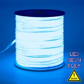 GloboStar® 70585 TUBE 360° Degree Neon Flex Epistar LED SMD 2835 1m 12W/m 120LED/m 1212lm/m 360° DC 24V Αδιάβροχη IP68 Μπλε Dimmable