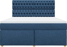 vidaXL Κρεβάτι Boxspring με Στρώμα Μπλε 180x200 εκ. Υφασμάτινο