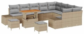 vidaXL Σετ Καναπέ Κήπου 12 pcs Μπεζ, Ανοιχτό Γκρι 90 x 55 x 71 cm