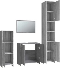 vidaXL Σετ Επίπλων Μπάνιου 4 Τεμαχίων Γκρι Sonoma Επεξεργασμένο Ξύλο