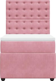 vidaXL Κρεβάτι Boxspring με Στρώμα Ροζ 80 x 200 εκ. Βελούδινο