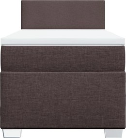 vidaXL Κρεβάτι Boxspring με Στρώμα Σκούρο Καφέ 90x200 εκ. Υφασμάτινο