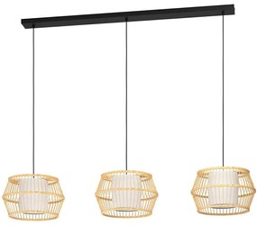 Φωτιστικό Οροφής - Ράγα Monterroso 390234 139,5x34,5x150cm 3xE27 40W Natural-White Eglo Steel,Fabric,Wood