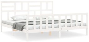 vidaXL Σκελετός Κρεβ. Χωρίς Στρώμα Λευκό 200x200 εκ Μασίφ Πεύκο