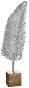 Διακοσμητικό Φτερό Σε Βάση Ασημί Αλουμίνιο 10x12x48cm