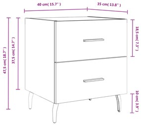 Κομοδίνα 2 τεμ. Μαύρα 40 x 35 x 47,5 εκ. από Επεξεργασμένο Ξύλο - Μαύρο