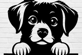 Σετ των 2 Intra απο ξύλο plywood 3mm-4mm πάχος – Peeking Dog Laser DXF, PNG Δίασταση 20x20 cm INTRAFABR-97403566