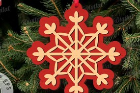 Intra απο ξύλο plywood 3mm-4mm πάχος Χριστουγεννιάτικο στολίδι με νιφάδα χιονιού Δίασταση 8x8 cm INTRAFABR-109024150