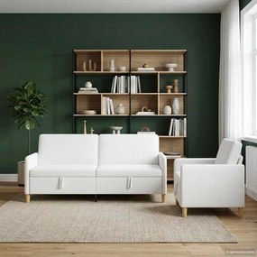 vidaXL Σαλονάκι Σετ Με Αποθηκευτικό Χώρο 2 pcs Λευκό Πολυεστέρας